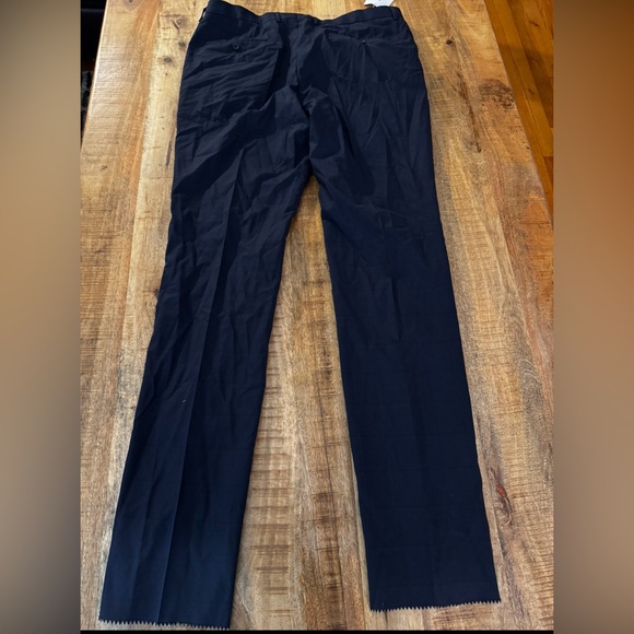 Hugo Boss Dark Blue Genius 5 100% virgin wool raw hem dress Pants NWT 44L - Picture 4 of 11